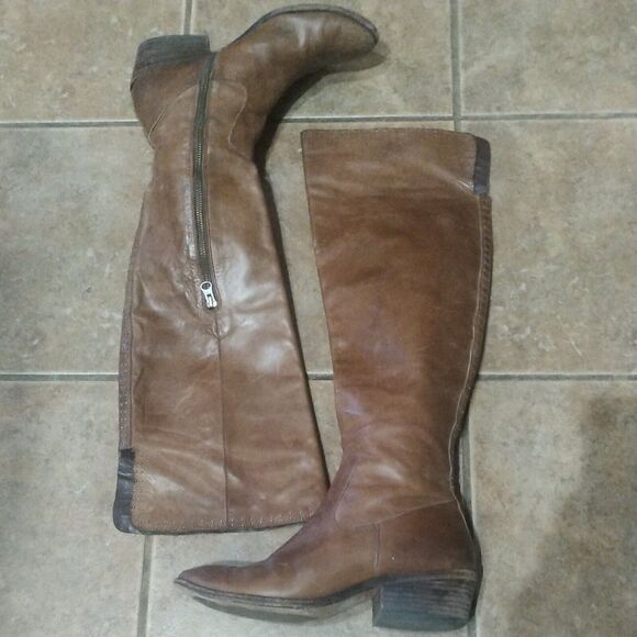 KORK-EASE TALL Brown Leather Low Heel Knee High BOOTS US 9 EU 40.5 - Picture 5 of 12